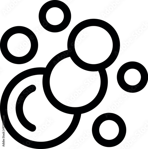 Soap bubbles are floating, creating a sense of hygiene and cleanliness