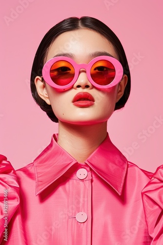 Close-Up Of A Beautiful Asian Female Model In Stylish Sunglasses