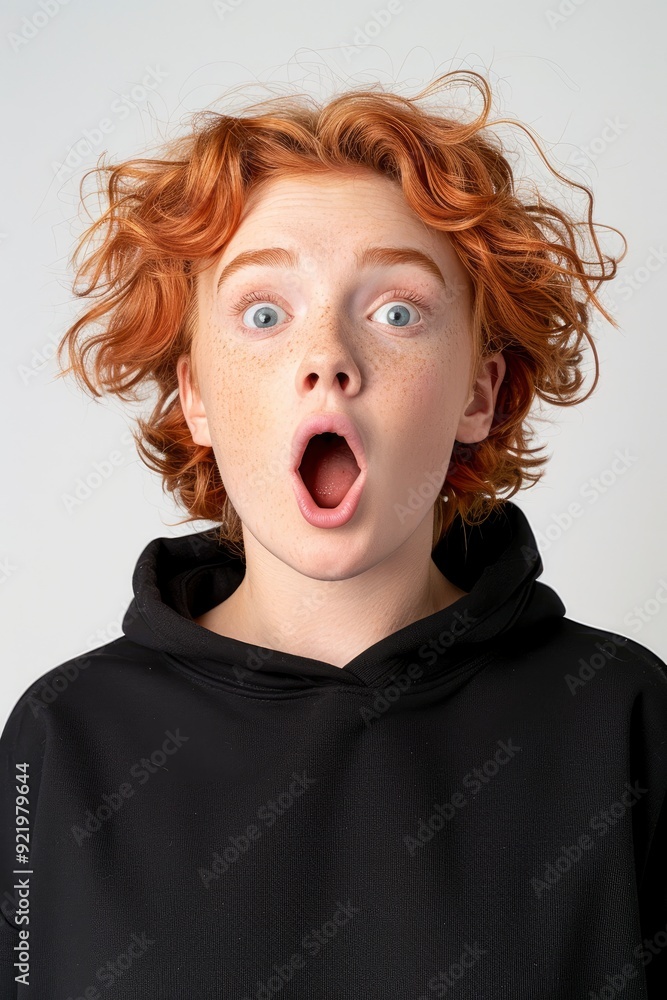 An Impressed, Excited Redhead Woman With An Open Mouth An Impressed, Excited Redhead Woman With An Open Mouth