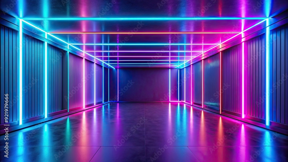 Empty room with neon lights, room, empty, neon lights, interior, space, illuminated, contemporary, modern, minimalist Empty room with neon lights, room, empty, neon lights, interior, space, illuminated, contemporary, modern, minimalist