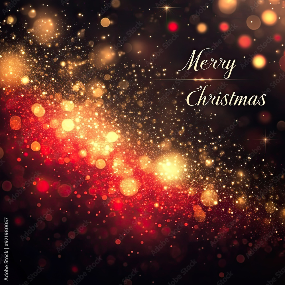 Obraz premium Abstract red and golden light bokeh background. Merry Christmas or New year celebration