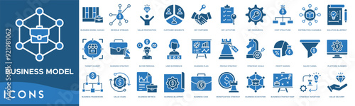 Business model icon. Business Model Canvas, Revenue Streams, Value Proposition, Customer Segments and Key Partners