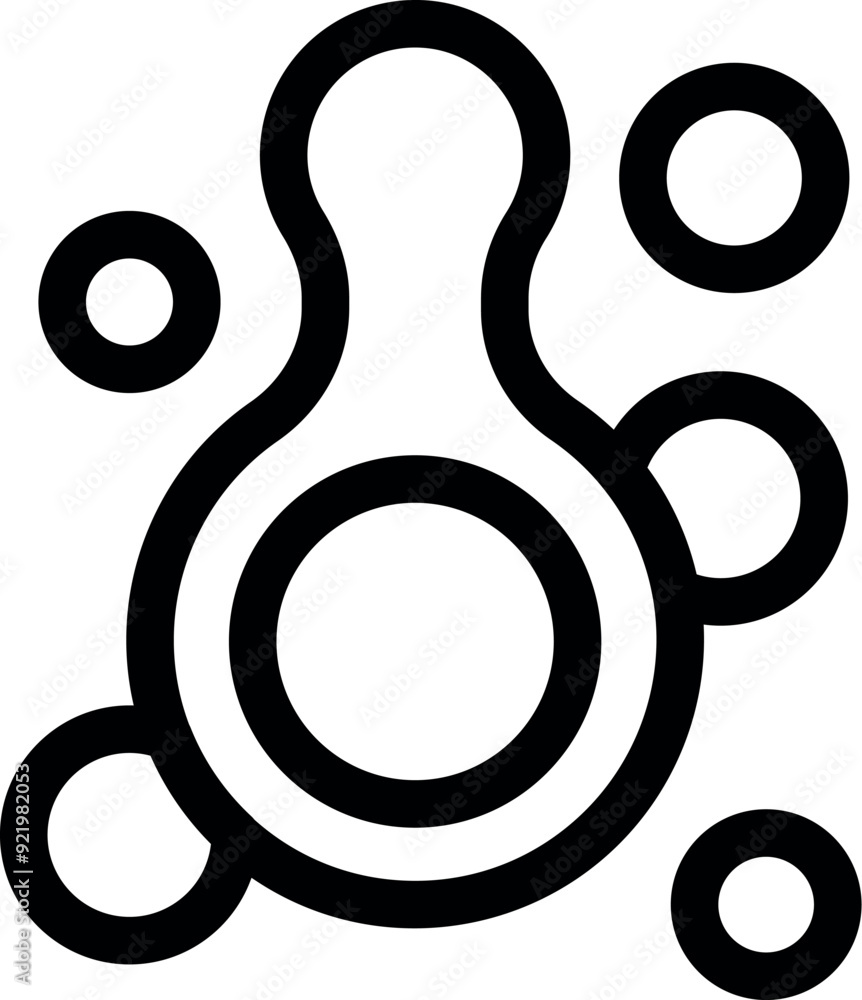 Obraz premium Abstract shape connecting with smaller circles forming a network, symbolizing communication, technology or social media