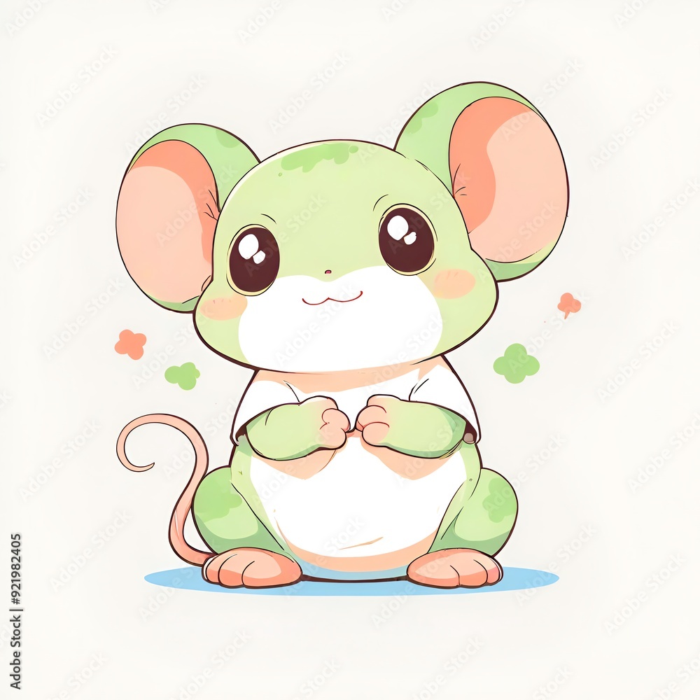 Cute Green Mouse Cartoon Illustration Cute Green Mouse Cartoon Illustration