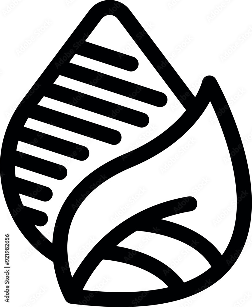 Line art icon of a water drop forming a leaf shape, representing the importance of water for nature and a symbol of purity and life Line art icon of a water drop forming a leaf shape, representing the importance of water for nature and a symbol of purity and life