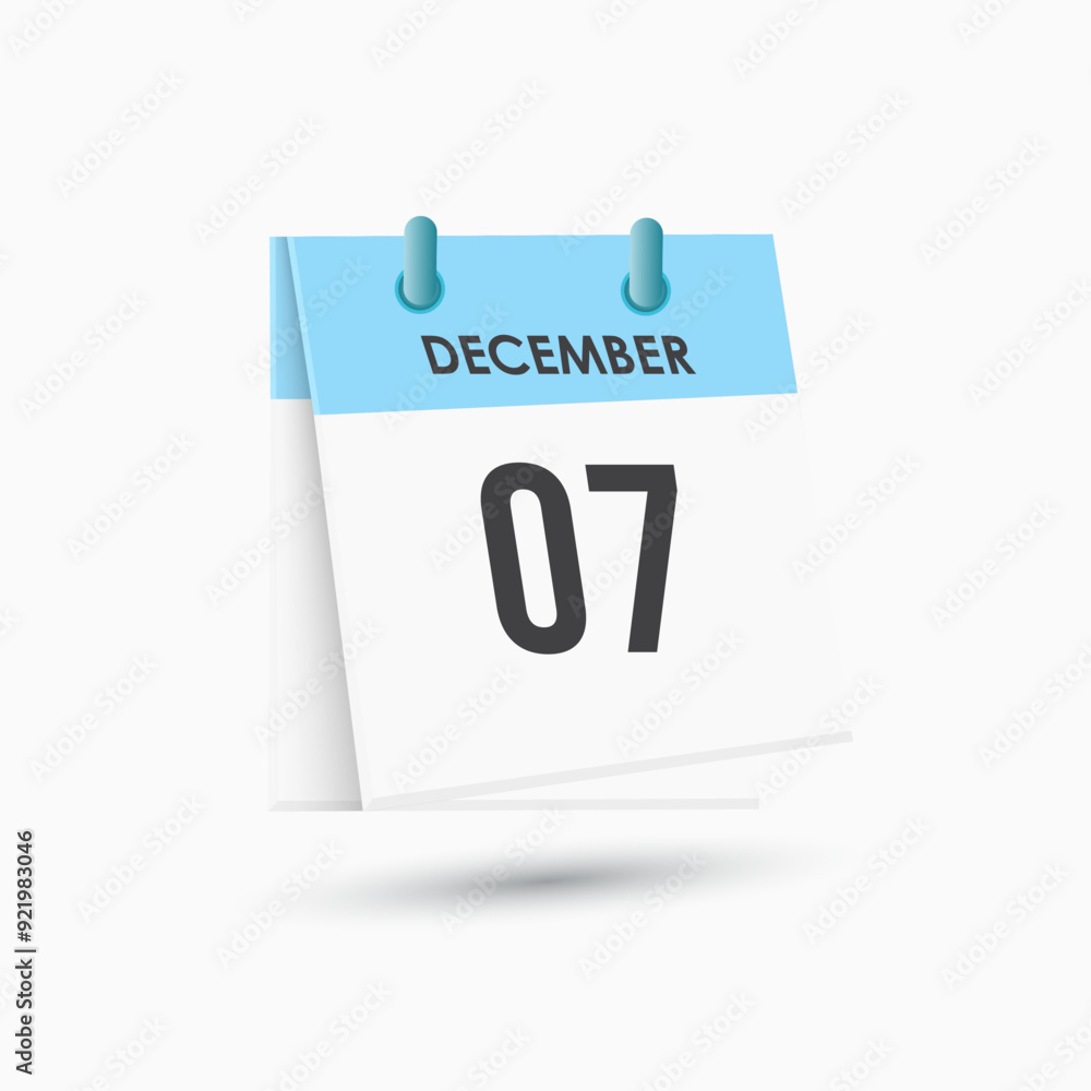 December 7 - calendar and Time planner. Daily Calendar Icon reminder. Vector Illustration. December 7 - calendar and Time planner. Daily Calendar Icon reminder. Vector Illustration.