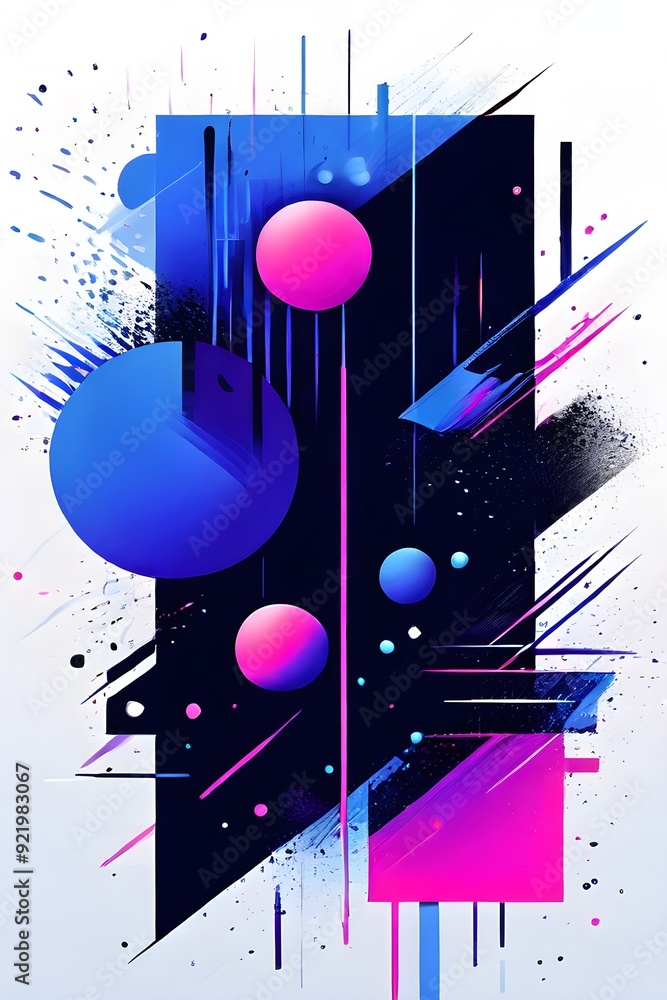 Obraz premium minimalist illustration featuring abstract shapes in purple color accent symbolizing fun and ease