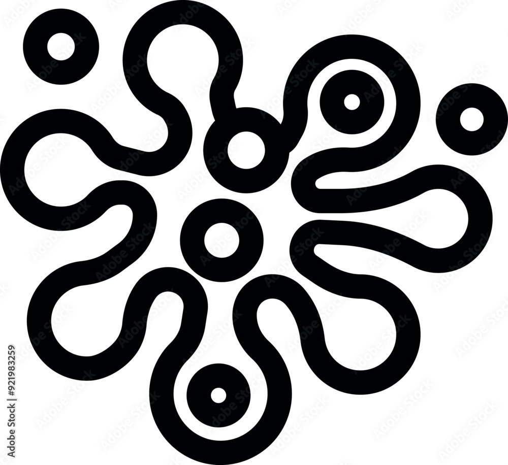 Abstract shape with rounded lines forming a flower like design, ideal for projects related to nature, art, and creativity Abstract shape with rounded lines forming a flower like design, ideal for projects related to nature, art, and creativity