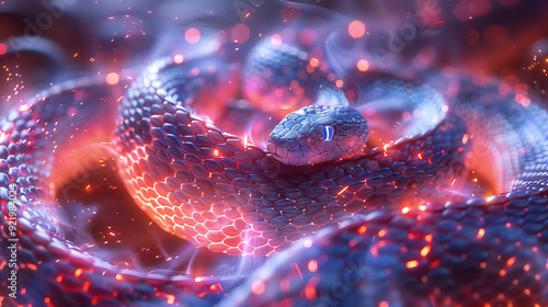 Serpent Emerging from Neon Vortex photo