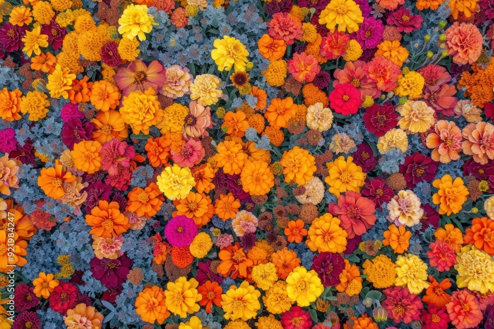 Marigolds garden backgrounds outdoors pattern. Marigolds garden backgrounds outdoors pattern.