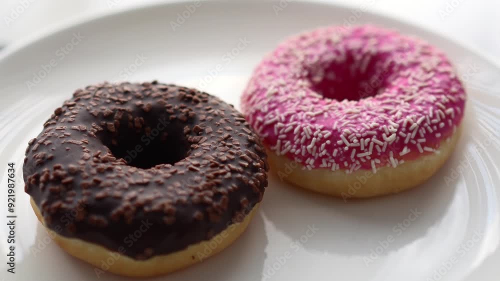 Sweet donuts lie on a plate.
Donuts with sweet glaze. Sweet donuts lie on a plate.
Donuts with sweet glaze.