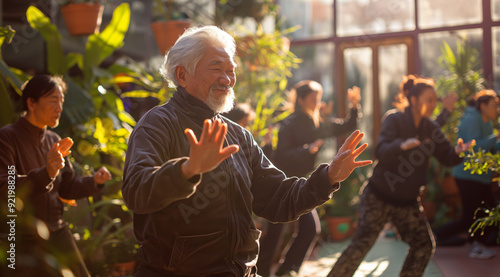 Grandfather is engaged in martial arts, created with the help of generative AI technology.