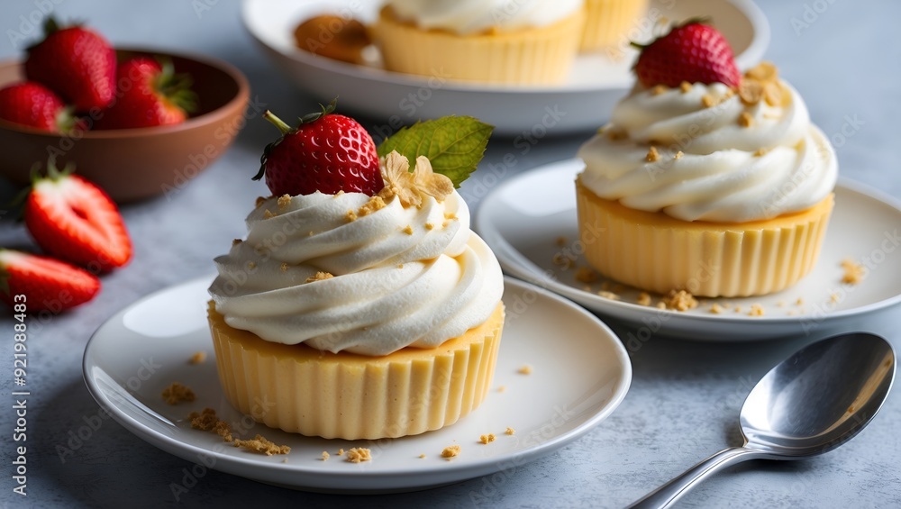 cupcake with cream and berries cupcake with cream and berries