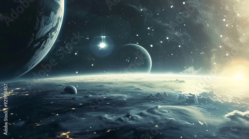 illustrations of science fiction in space