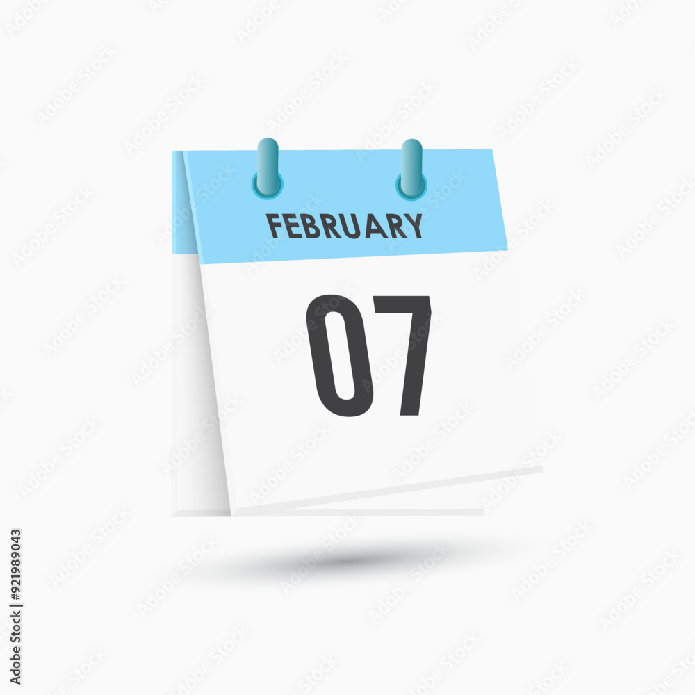 February 7 - calendar and Time planner. Daily Calendar Icon reminder. Vector Illustration. February 7 - calendar and Time planner. Daily Calendar Icon reminder. Vector Illustration.