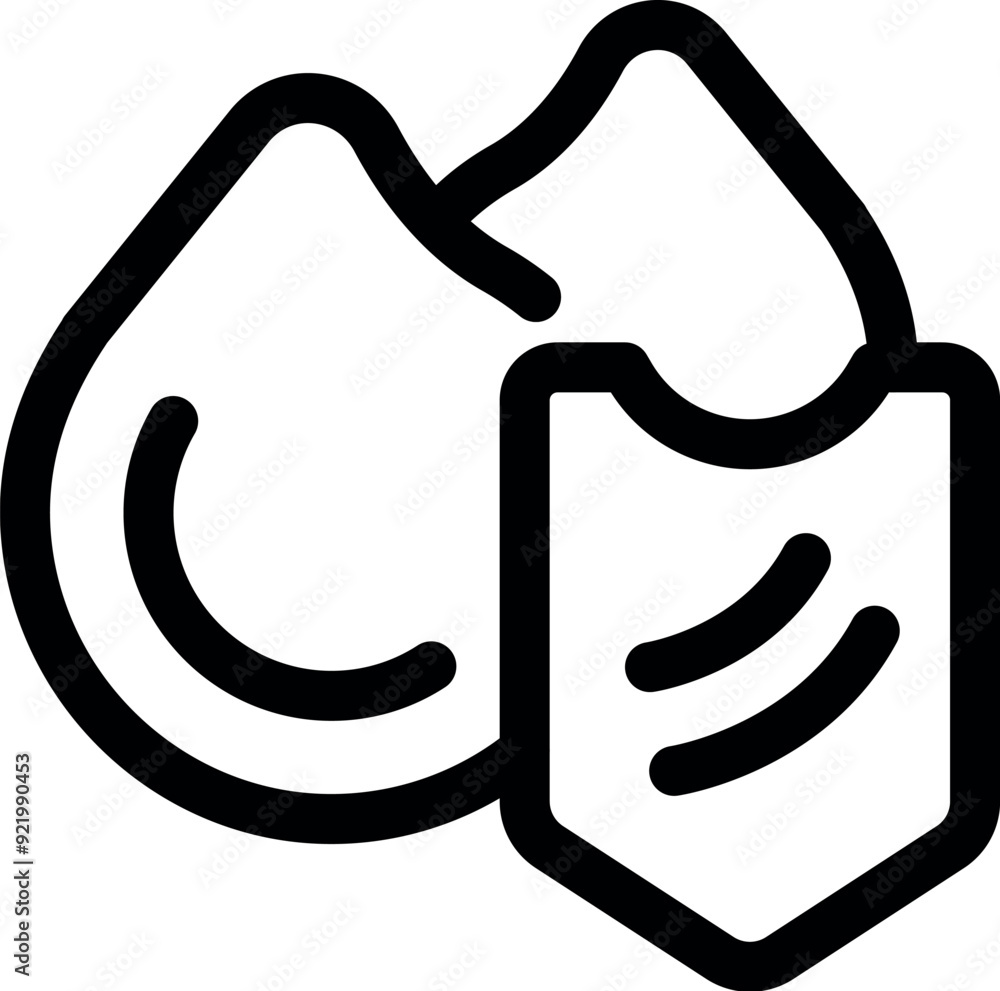 Simple vector showing the concept of water security with a shield protecting a water drop Simple vector showing the concept of water security with a shield protecting a water drop