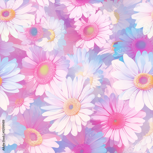 アニメ風のスプラッシュのガーベラのテクスチャパターン