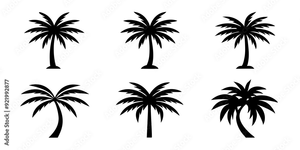 Palm tree logo icons set silhouette vector style illustration Palm tree logo icons set silhouette vector style illustration