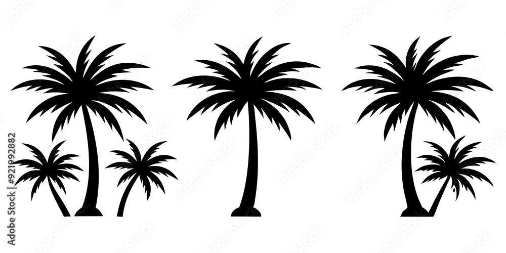 Palm tree logo icons set silhouette vector style illustration Palm tree logo icons set silhouette vector style illustration