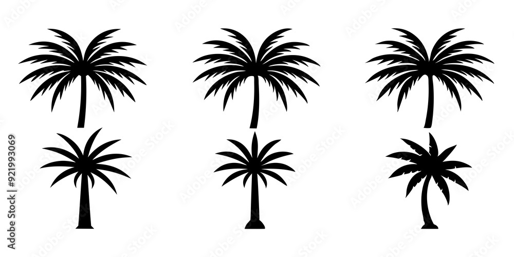 Palm tree logo icons set silhouette vector style illustration Palm tree logo icons set silhouette vector style illustration