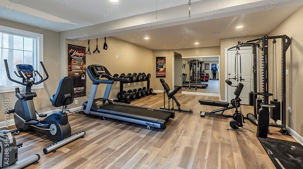 Fototapeta premium Interior of a modern gym with fitness equipment