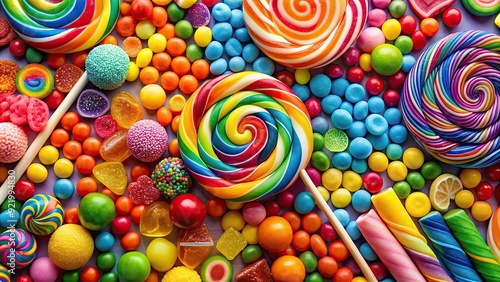 Whimsical candy and sweet treats s in vibrant rainbow colors, candy, sweet treats, whimsical, s, vibrant