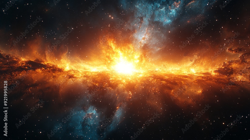 Galaxy exploding in outer space with nebula clouds Galaxy exploding in outer space with nebula clouds