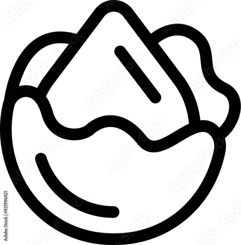 Simple black and white vector icon of a hazelnut with its shell breaking open, ideal for projects related to food and nut production