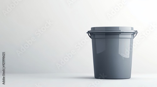 Obraz na płótnie Gray plastic bucket standing on white background w salonie