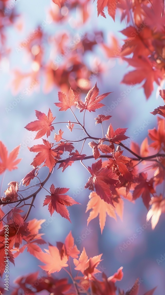 Red maple leaves, crisp air, autumn afternoon, tranquil Red maple leaves, crisp air, autumn afternoon, tranquil