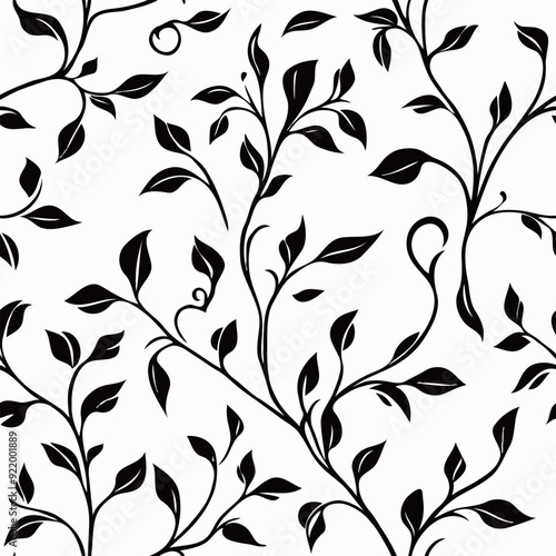 line drawing art style pattern of twig and vine with leaves