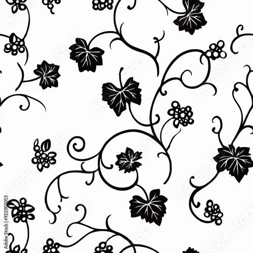 line drawing art style pattern of leaves and vines