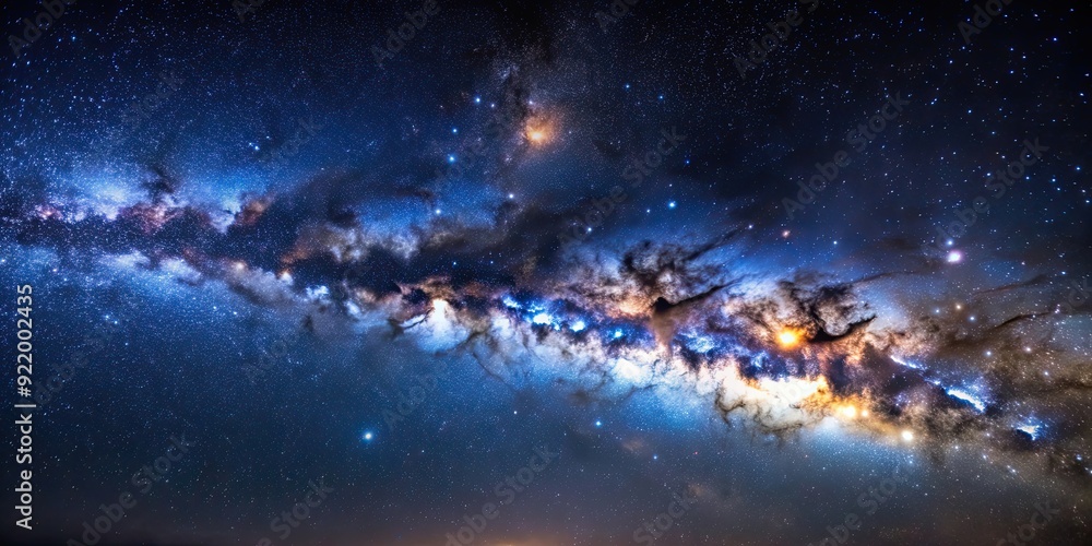 Fototapeta premium Milkyway galaxy filled with millions of stars and nebulae, Galaxy, Milkyway, Stars, Nebulae, Astronomy