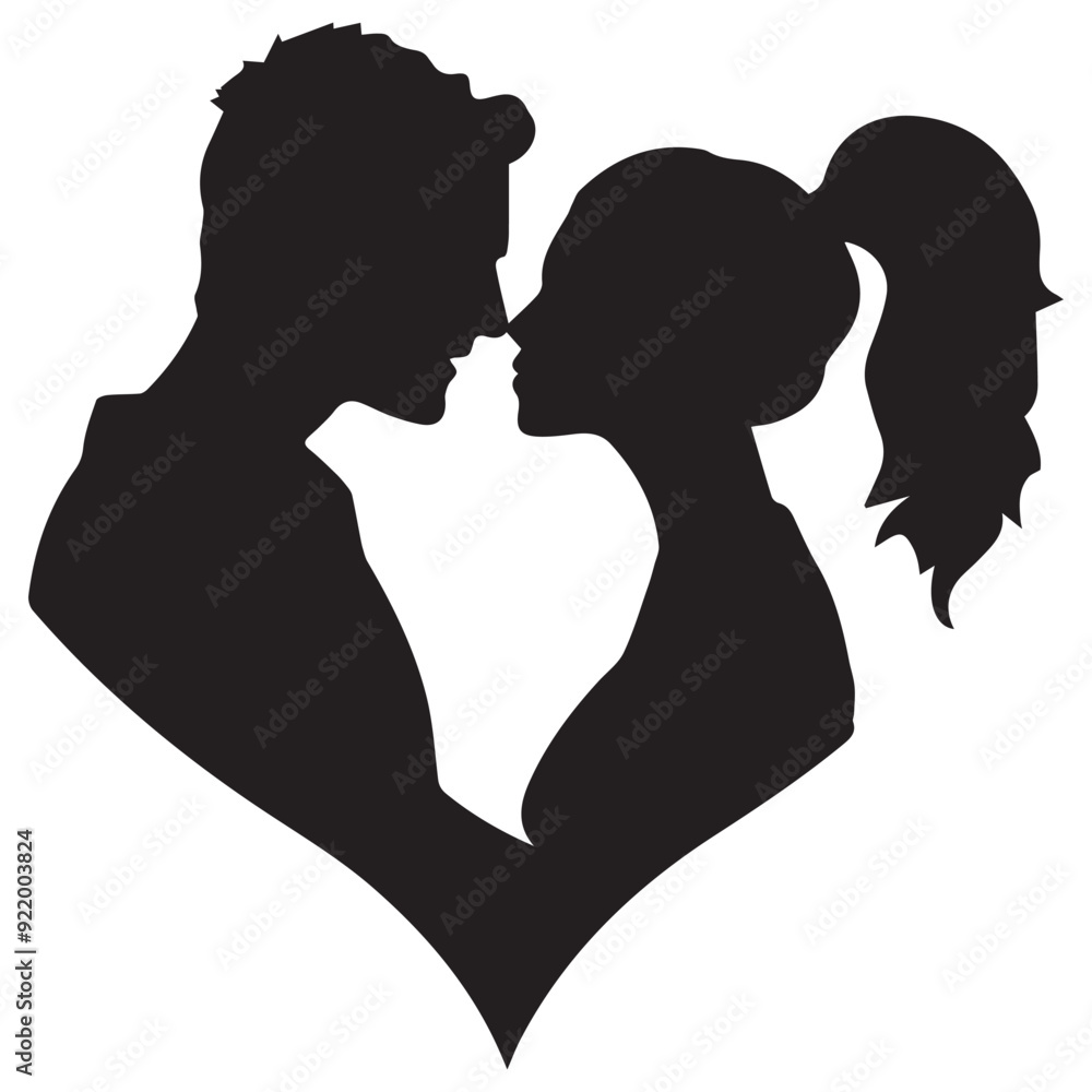 silhouette of a loving couple in a heart-shaped frame or a heart shaped image in a Valentine's Day vector silhouette of a loving couple in a heart-shaped frame or a heart shaped image in a Valentine's Day vector
