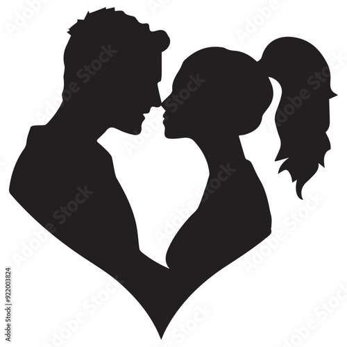 silhouette of a loving couple in a heart-shaped frame or a heart shaped image in a Valentine's Day vector