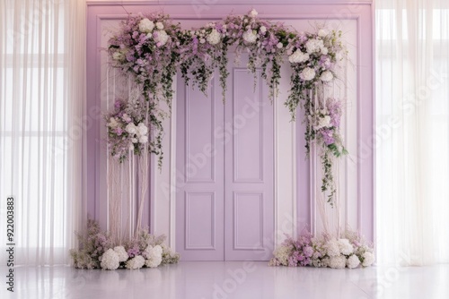 Wedding backdrop aesthetic pastel color floral decoration background