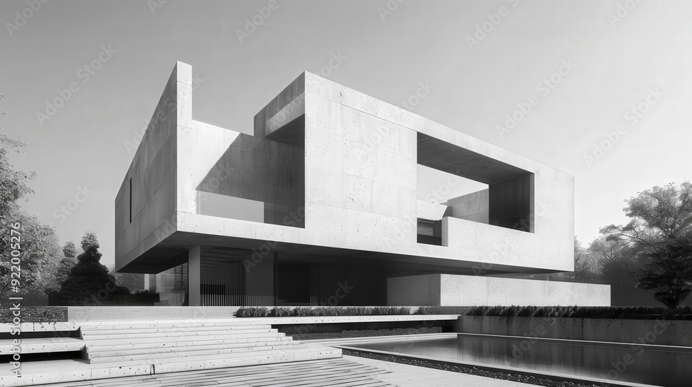 Modern architectural structure with minimalist design and geometric shapes. Modern architectural structure with minimalist design and geometric shapes.