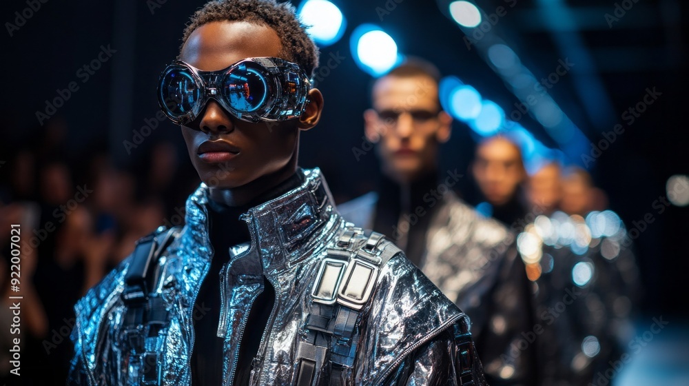 Obraz premium A group of men are wearing futuristic clothing and sunglasses