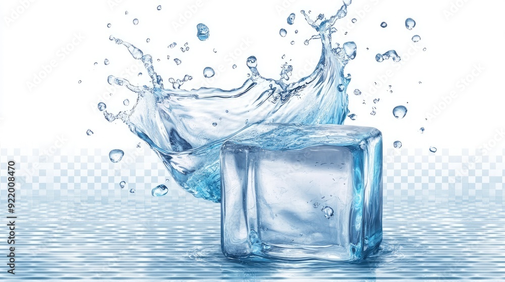 ice cube with water splash isolated on transparent background ice cube with water splash isolated on transparent background