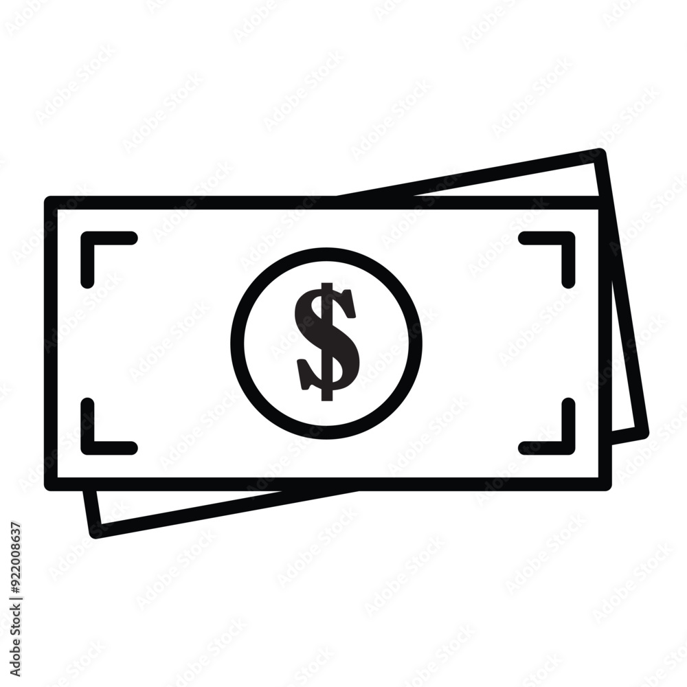 Dollar Cash Note Outline Icon – Dollar Notes Vector for Financial Apps and Money Management Designs Dollar Cash Note Outline Icon – Dollar Notes Vector for Financial Apps and Money Management Designs