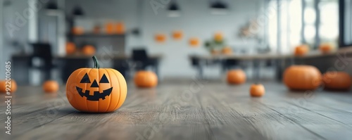 Office Halloween scavenger hunt with pumpkin clues, festive work activity