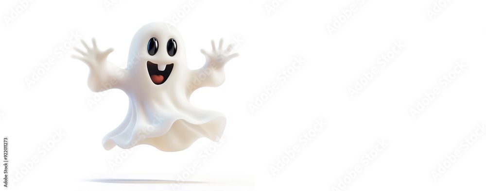 3d style flying halloween ghost isolated on white background, copy space for text, card, banner wallpaper 3d style flying halloween ghost isolated on white background, copy space for text, card, banner wallpaper