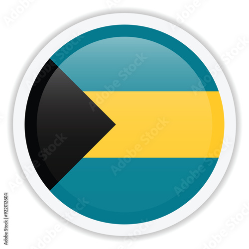 Free Download Bahamas flag. Glossy vector icon with shadow underneath. Icon for mobile apps, UI and web design. Vector icon isolated on white background - GFXLoad