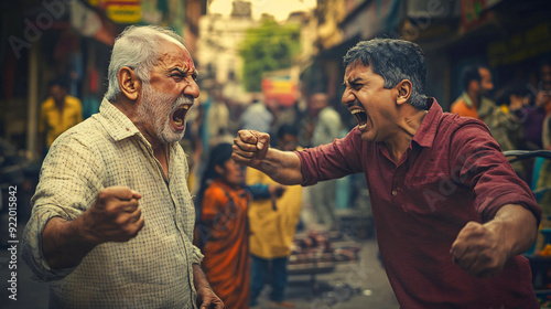 Two indian men arguing with each other