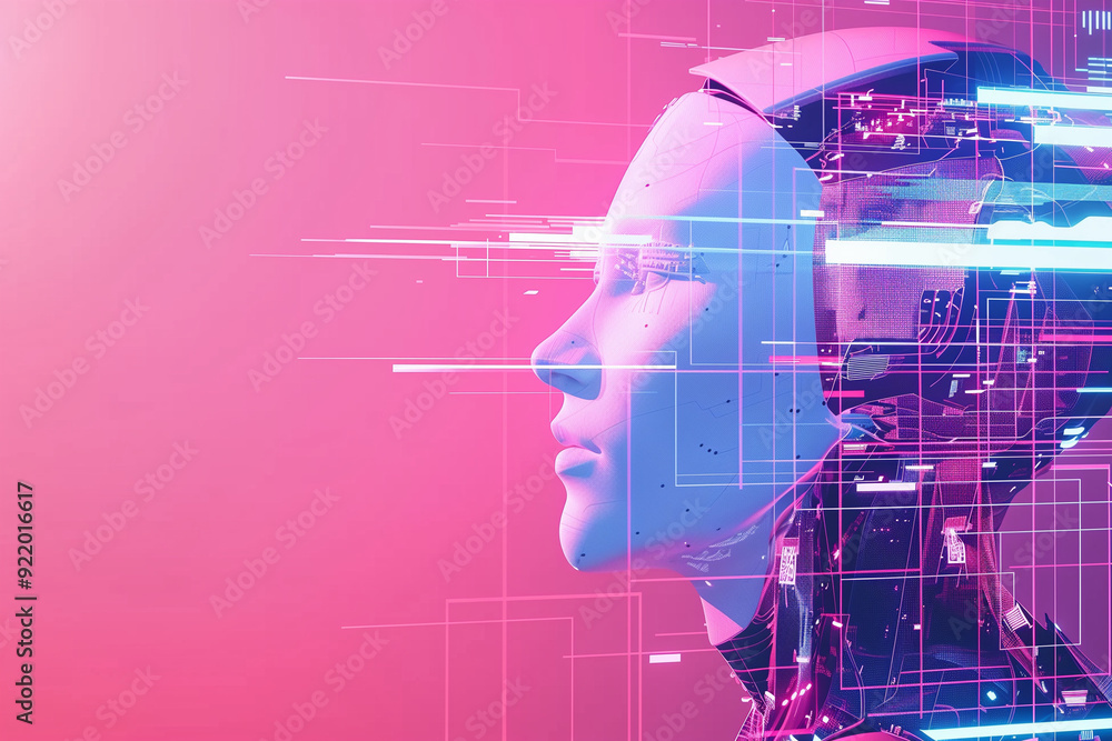 Fototapeta premium Abstract Virtual AI Brain Concept Background