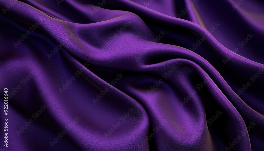Smooth purple silk fabric draped elegantly on a surface Smooth purple silk fabric draped elegantly on a surface