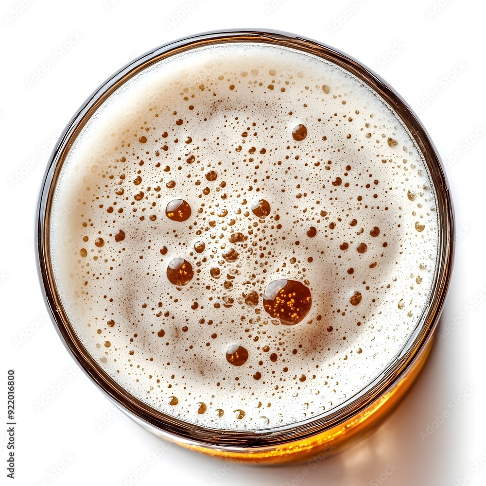 Top View of Frothy Golden Beer Liquid in Glass Mug on Transparent Background Top View of Frothy Golden Beer Liquid in Glass Mug on Transparent Background