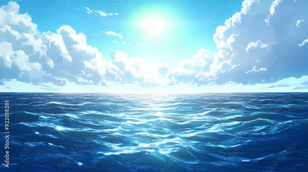 Obraz premium Mystical Sea Light: Anime Aura in a 2D Dreamscape