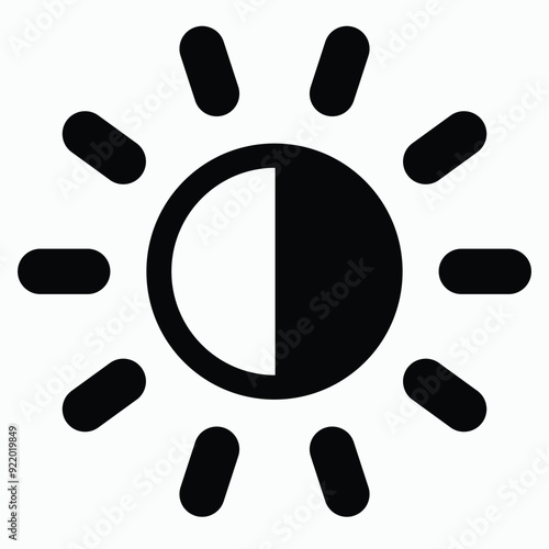 Brightness Contrast Icon - Adjustable Light and Dark Settings Symbol, Modern UI Element, High-Resolution Icon for Photo Editing and Graphic Design