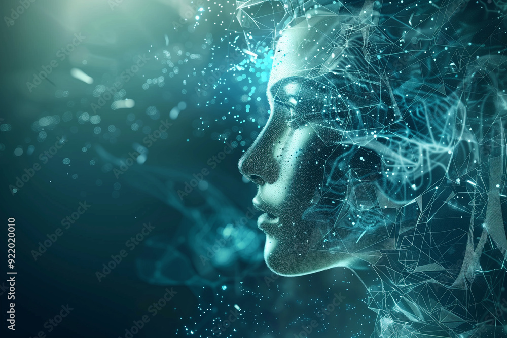 Abstract Virtual AI Brain Concept Background Abstract Virtual AI Brain Concept Background